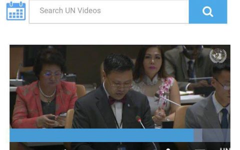 中国记录通讯社常驻联合国代表林安迪在世界难民日活动上演讲