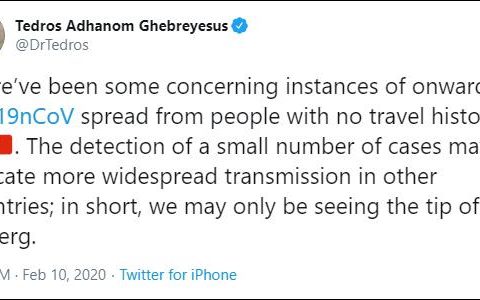 世界卫生组织警告：中国以外的新冠肺炎疫情传播可能是“冰山一角”